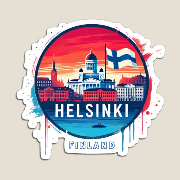 Item preview, Helsinki Finland Travel Retro Colorful designed and sold by TomFrontierArt.