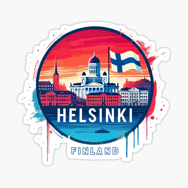 Helsinki Finland Travel Retro Colorful Sticker
