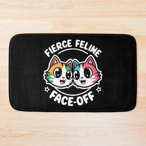 Item preview, Fierce Feline Face-Off A Colorful Clash Of Cats On Black Canvas designed and sold by SplashTastic.