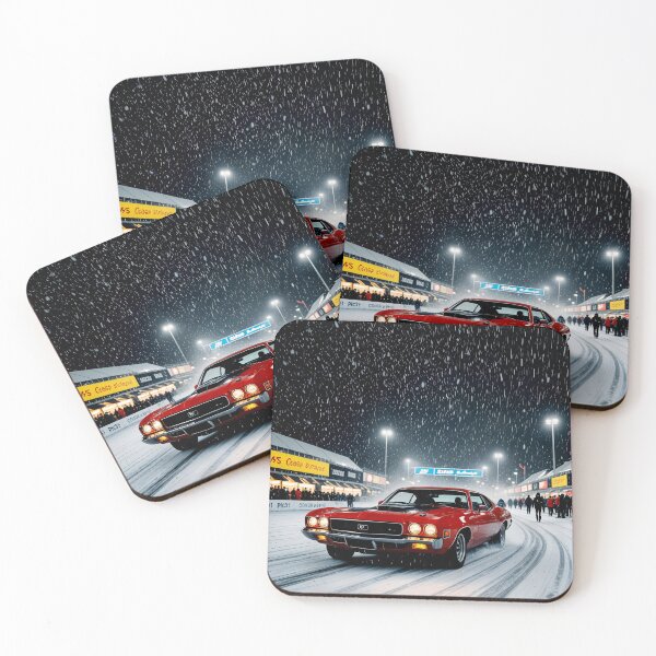Item preview, Red Muscle Car in Snow designed and sold by Ink Art Design.