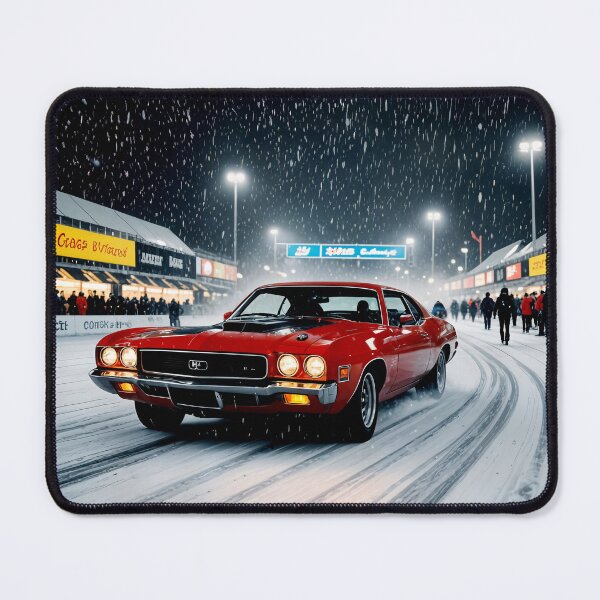 Item preview, Red Muscle Car in Snow designed and sold by Ink Art Design.