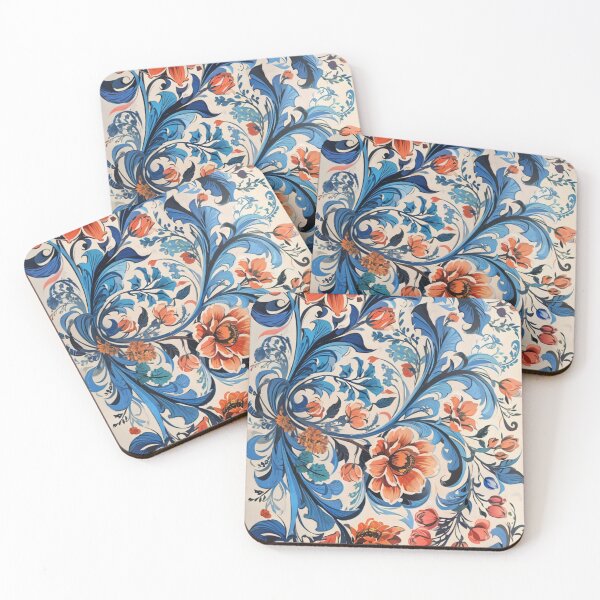Item preview, Norwegian Telemark Rosemaling red and blue  designed and sold by Madebysomeny.