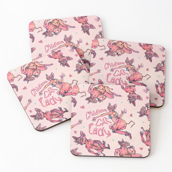 Item preview, Childless Cat Lady pattern in pink ฅ֞•ﻌ•֞ฅ designed and sold by Mishelle-Sherri.