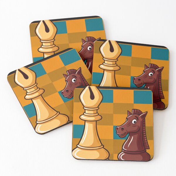 Item preview, Fun Cartoon Chess Pieces – Bishop and Knight on Checkered Board designed and sold by Tamarage.