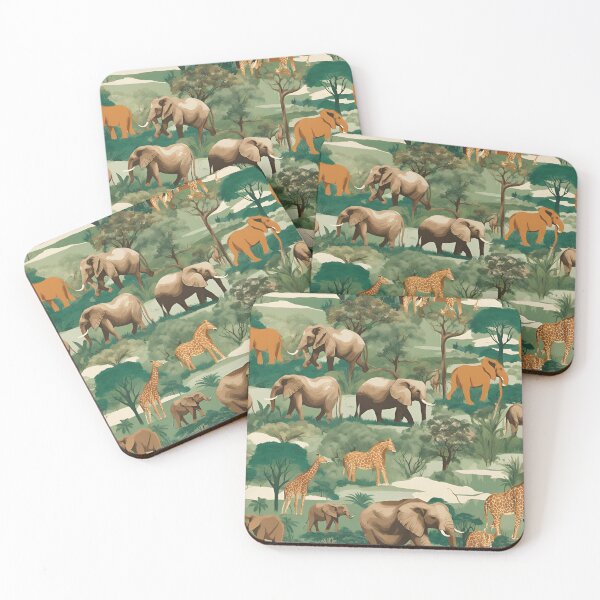 Item preview, African Safari Print Exotic Elephants Giraffes Wildlife Safari Adventure designed and sold by stxaris.