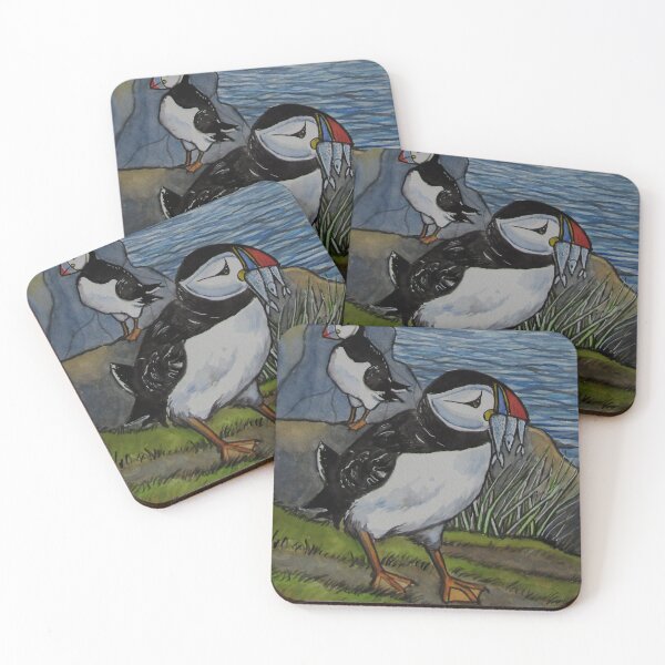Item preview, Puffins. Watercolor on 21x29.7cm paper. designed and sold by crowleyronan123.