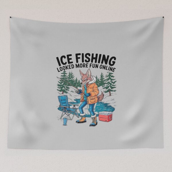 Item preview, Funny Fox Ice Fishing Cartoon Design for Winter Lovers designed and sold by love3617.