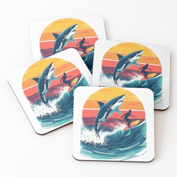 Item preview, Retro Shark and Surfer Sunset Adventure Art designed and sold by VibeTCreations.