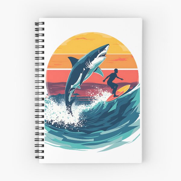 Item preview, Retro Shark and Surfer Sunset Adventure Art designed and sold by VibeTCreations.