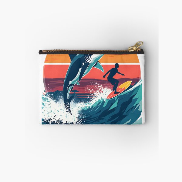 Item preview, Retro Shark and Surfer Sunset Adventure Art designed and sold by VibeTCreations.