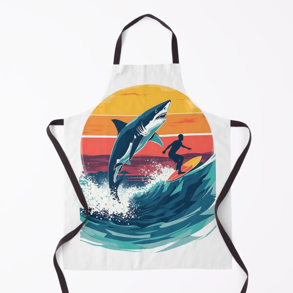 Item preview, Retro Shark and Surfer Sunset Adventure Art designed and sold by VibeTCreations.