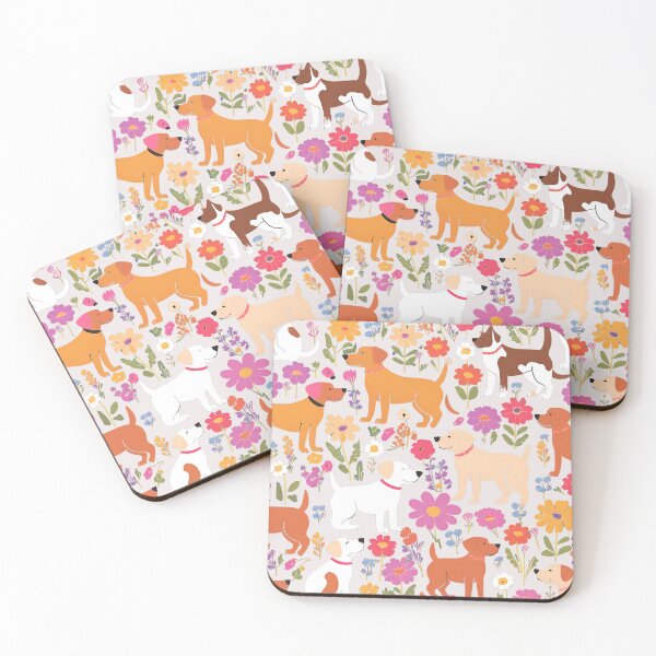 Item preview, Dogs and Flowers Color Cute Print designed and sold by stxaris.