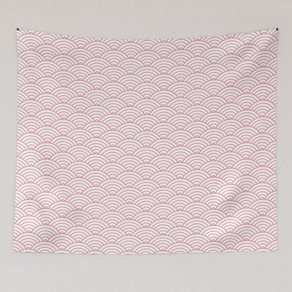 Item preview, Pink And White Japanese Waves Pattern designed and sold by catsandmore.