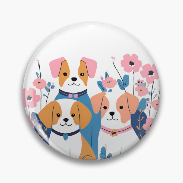 Item preview, 3 Dogs and Flowers Color Cute Print designed and sold by stxaris.