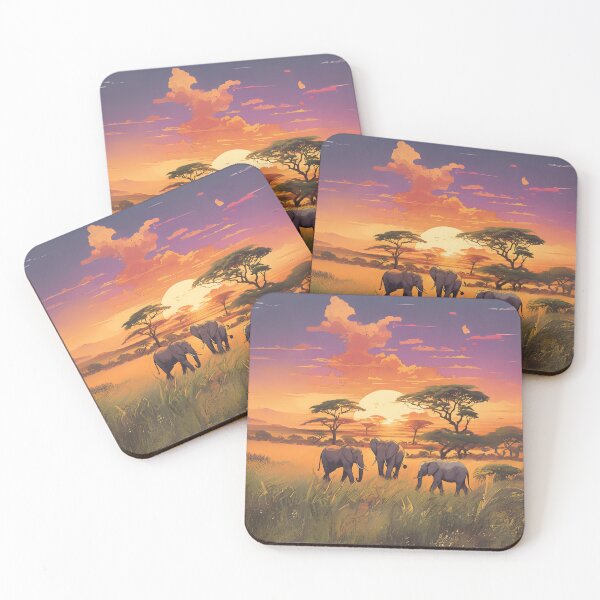 Item preview, Safari Print Exotic Elephants Giraffes Wildlife Adventure designed and sold by stxaris.