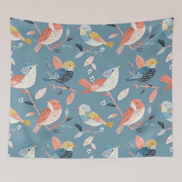 Item preview, Pinkish blue sweet birds illustration designed and sold by DaisyMarroquin.
