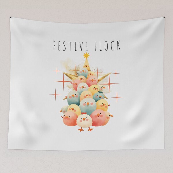 Item preview, Festive Flock Bird Christmas Tree Adorable Holiday Design designed and sold by Furr-n-Purr.