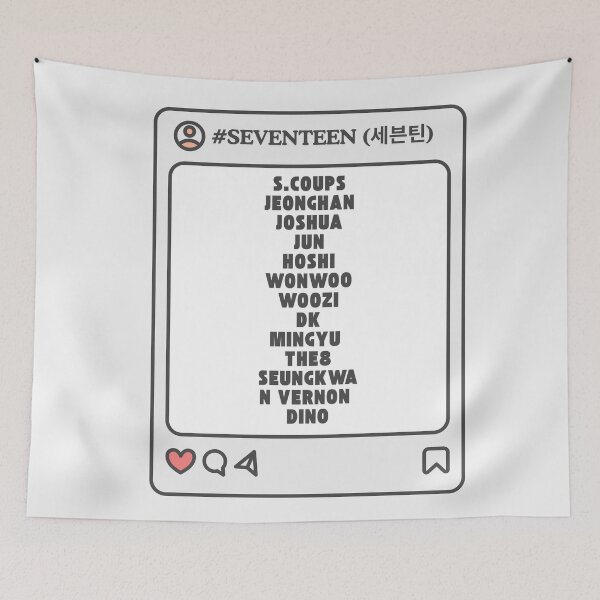 Item preview, SEVENTEEN (세븐틴) with Member Names Post Kpop Group Design  designed and sold by AJUNICE STUDIO.