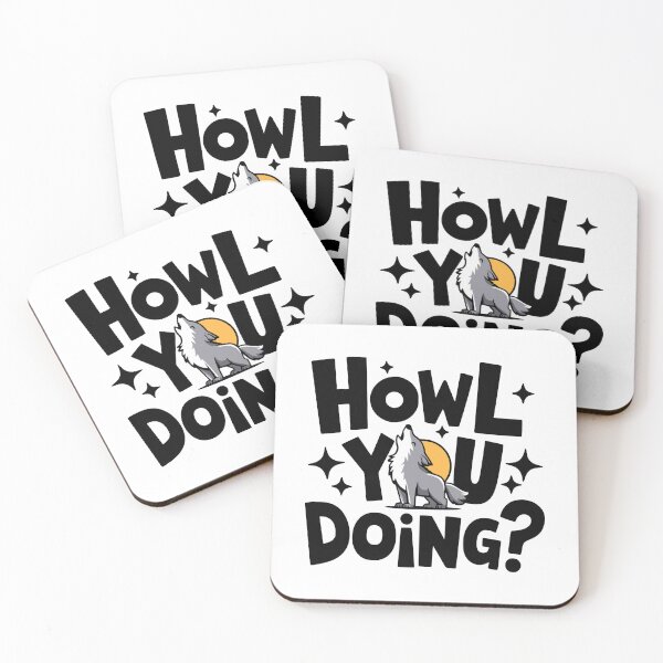 Item preview, Howl You Doing! Cute Wolves Howling Moon Pun designed and sold by PMCreative.