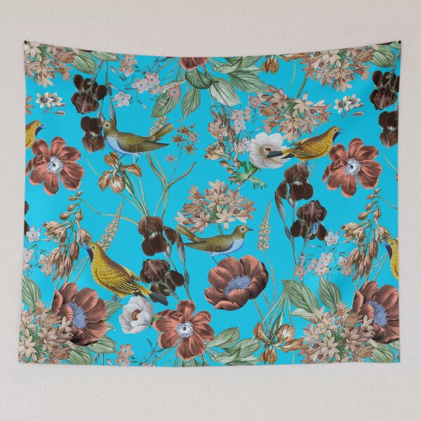 Item preview, Exotic Vintage Bird And Rose Night Garden - Sepia Teal designed and sold by UtArt.