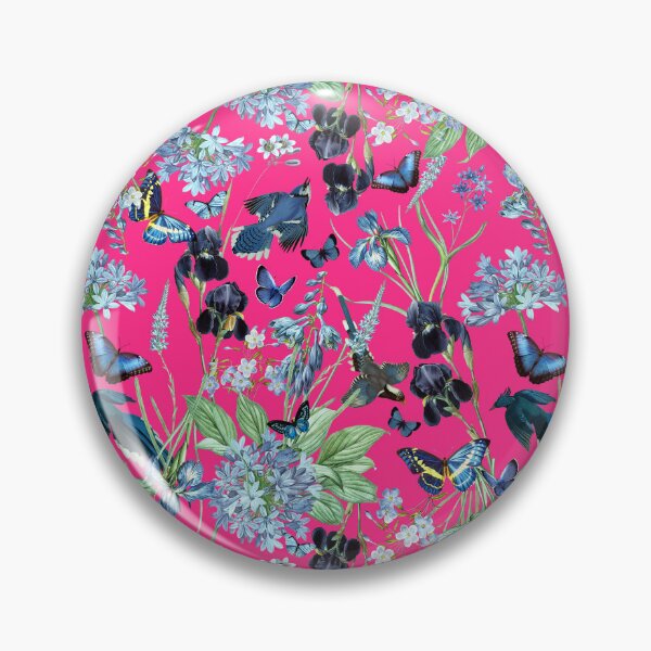 Item preview, Exotic Vintage Birds Butterflies And Exotic Flowers Night Garden - Magenta designed and sold by UtArt.