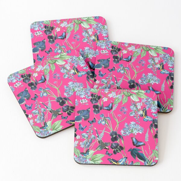 Item preview, Exotic Vintage Birds Butterflies And Exotic Flowers Night Garden - Magenta designed and sold by UtArt.