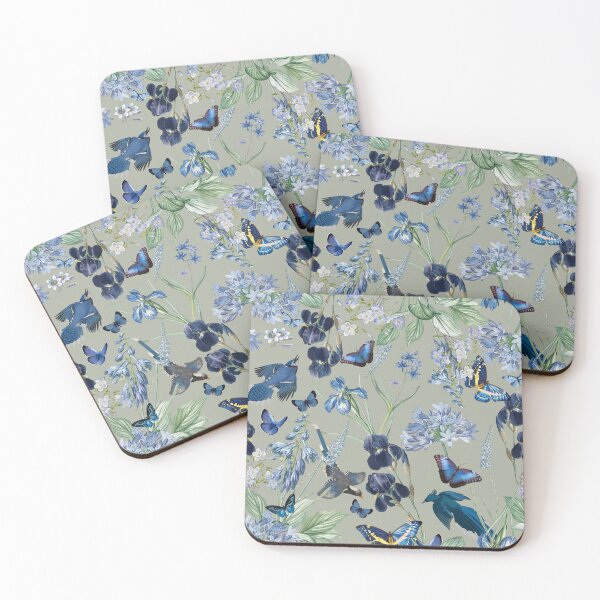 Item preview, Exotic Vintage Birds Butterflies And Exotic Flowers Night Garden - Sage designed and sold by UtArt.