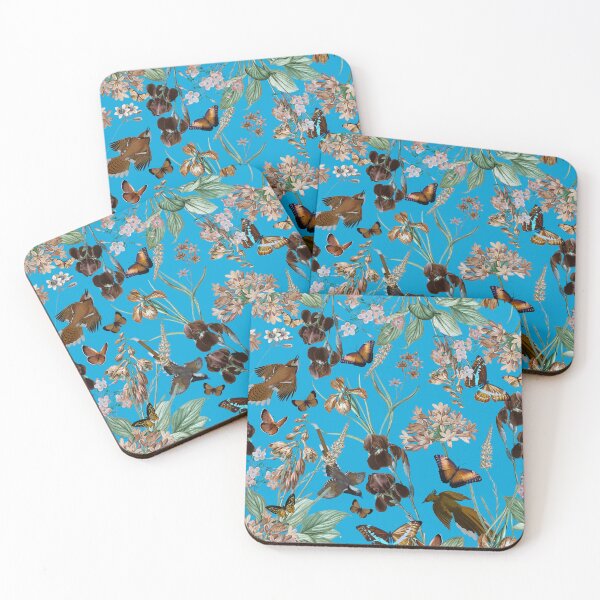Item preview, Exotic Vintage Birds Butterflies And Exotic Flowers Night Garden - Sepia Teal designed and sold by UtArt.