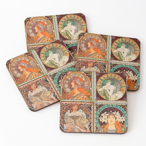 Item preview, Alfons Mucha, Fine Art Nouveau Collage, Unique Gift, Bohemian Style designed and sold by Artistic Gift Print.