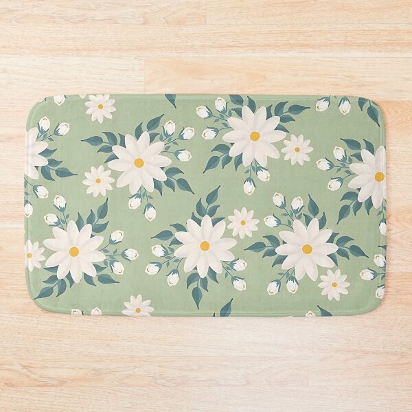 Item preview, Green, Yellow & White Floral Print  designed and sold by Bubbly Beach Babe.