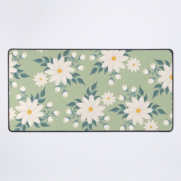 Item preview, Green, Yellow & White Floral Print  designed and sold by Bubbly Beach Babe.