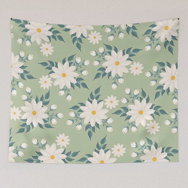 Item preview, Green, Yellow & White Floral Print  designed and sold by Bubbly Beach Babe.