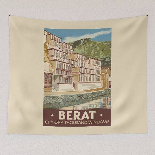 Item preview, Berat Albania Illustration Travel Art Vintage designed and sold by KrisSidDesigns.