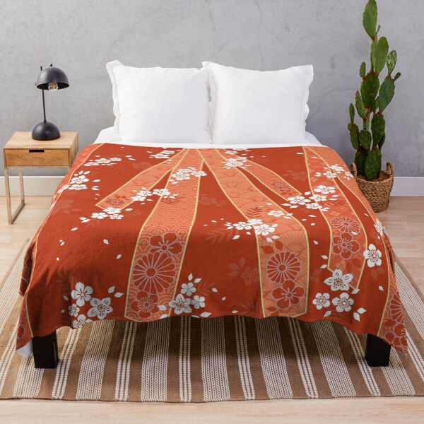Item preview, Japanese Floral Kimono Pattern Coral designed and sold by urrin DESIGN.