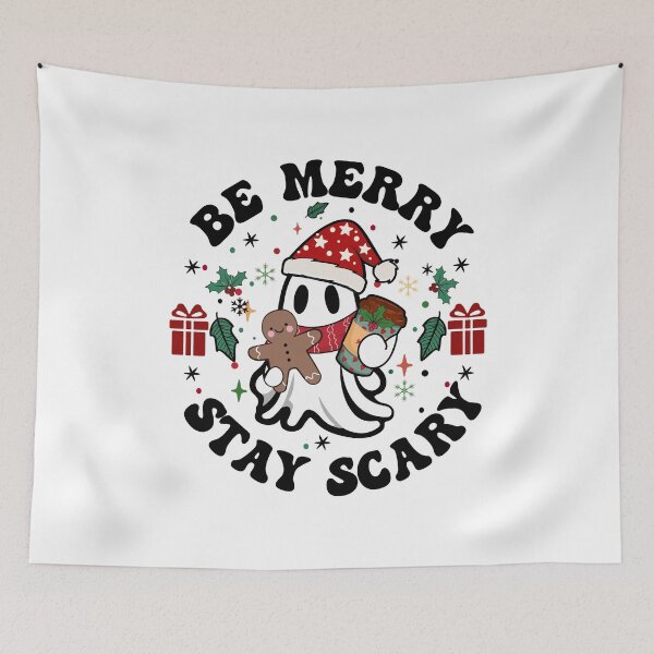 Item preview, Be Merry Stay Scary Cute Ghost for Christmas designed and sold by GroovyFusion.