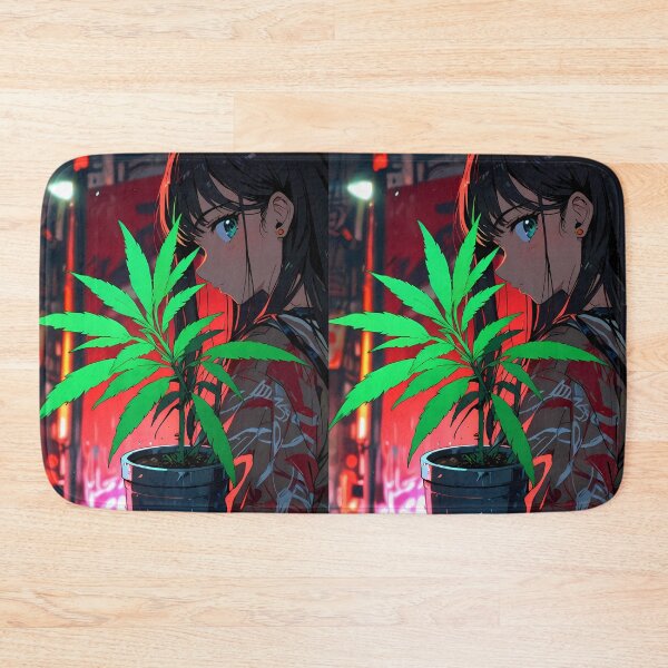 Item preview, Anime Botanical Harmony Neon Urban Nature Art Cannabis designed and sold by ART ATTACK ZONE.