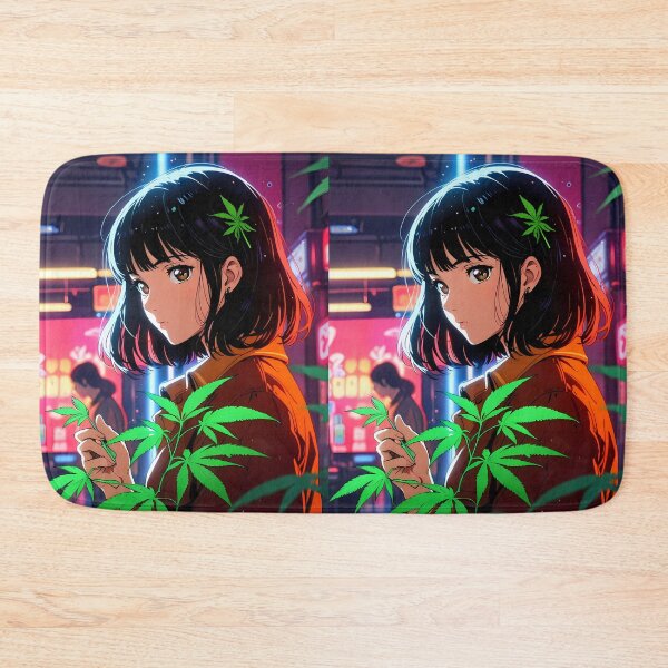 Item preview, Manga Botanical Harmony Neon Urban Nature Art Cannabis designed and sold by ART ATTACK ZONE.