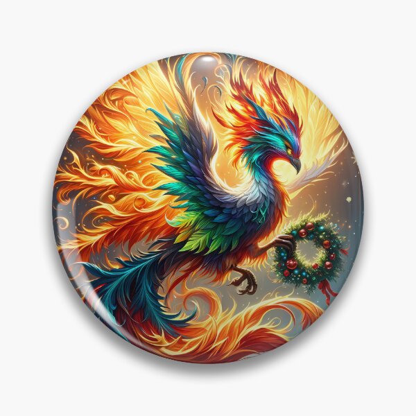 Item preview, Phoenix of the Holidays | Fiery Christmas Bird with Wreath and Snow designed and sold by ArizonaWitches™ .