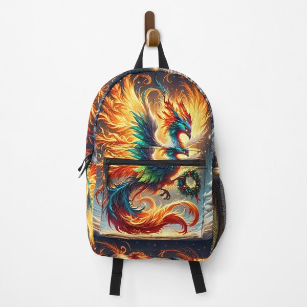 Item preview, Phoenix of the Holidays | Fiery Christmas Bird with Wreath and Snow designed and sold by ArizonaWitches.