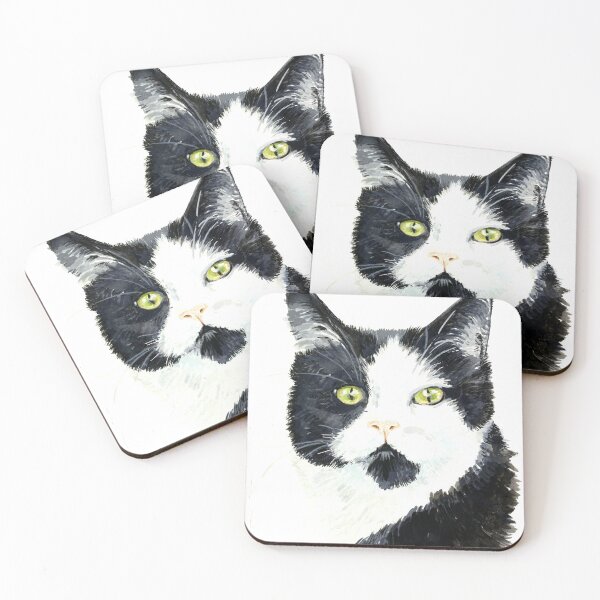 Item preview, Painting of a balck and white cat designed and sold by MaryAnneHarding.