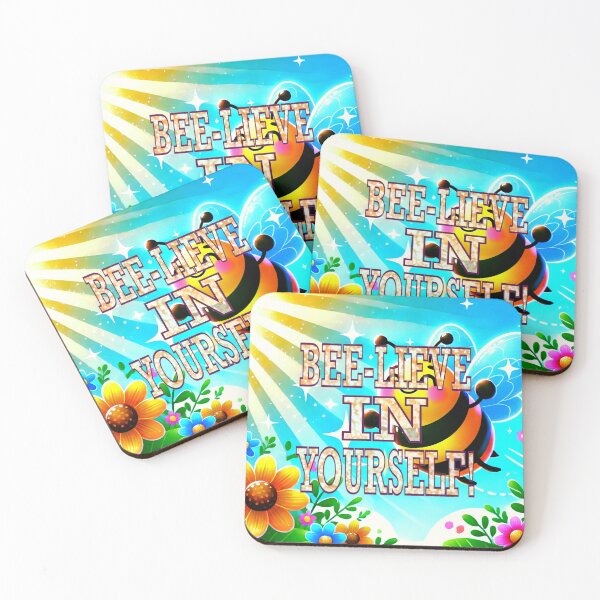 Item preview, Bee-lieve in Yourself - Motivational Bee Pun Design designed and sold by CritterManiaUK.
