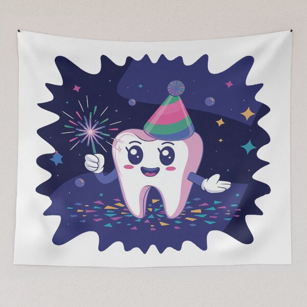Item preview, Cute Smiling Molar Tooth - Happy New Year 2025 designed and sold by Sensepiphoria.