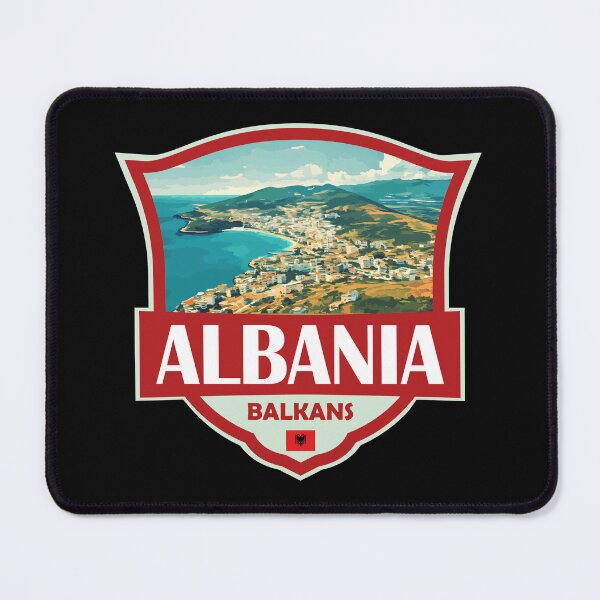 Item preview, Albania Illustration Retro Badge designed and sold by KrisSidDesigns.