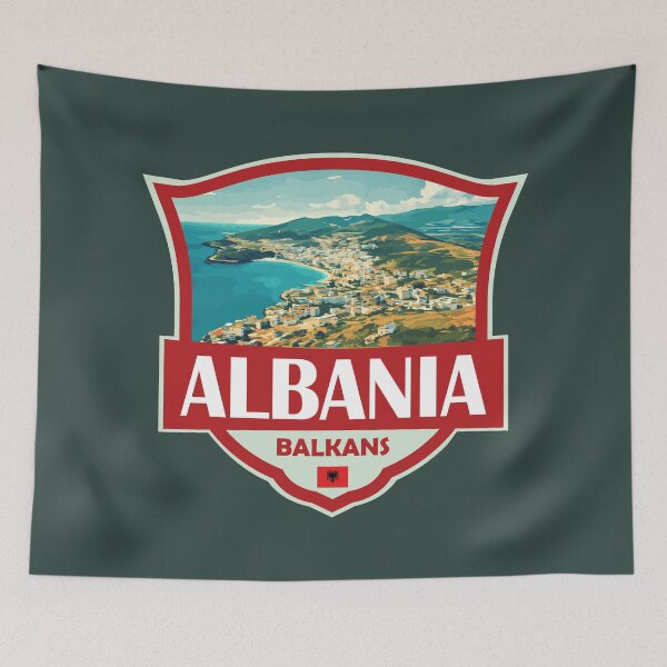 Item preview, Albania Illustration Retro Badge designed and sold by KrisSidDesigns.