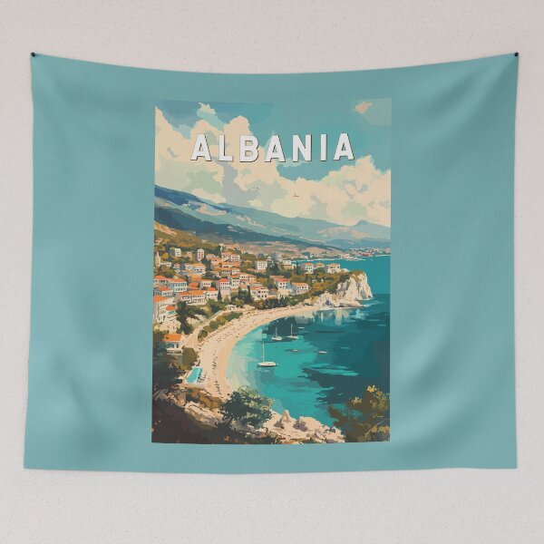 Item preview, Albania Travel Art Vintage designed and sold by KrisSidDesigns.