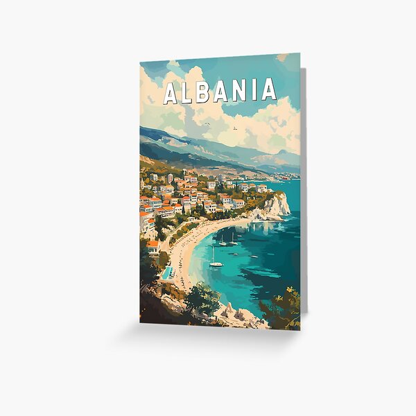 Item preview, Albania Travel Art Vintage designed and sold by KrisSidDesigns.