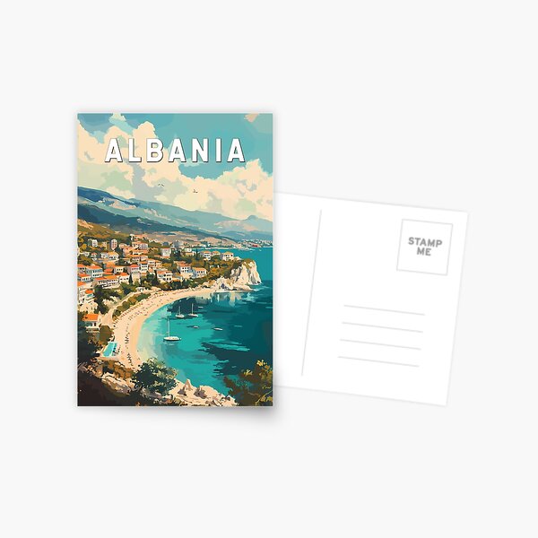 Item preview, Albania Travel Art Vintage designed and sold by KrisSidDesigns.