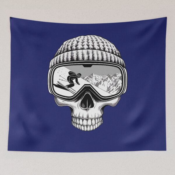 Item preview, Realistic Skull with Ski Goggles in Mountain Scene designed and sold by IceBathDESIGNS.
