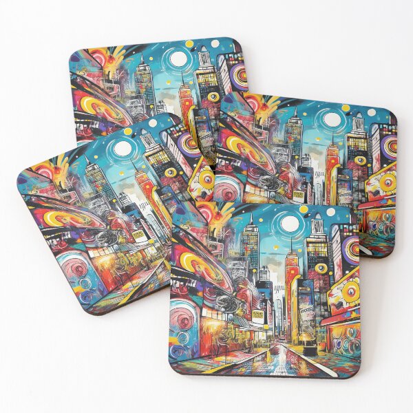 Item preview, Colourful Graffiti city scene at night designed and sold by Boxing Kangaroo Retail Company.