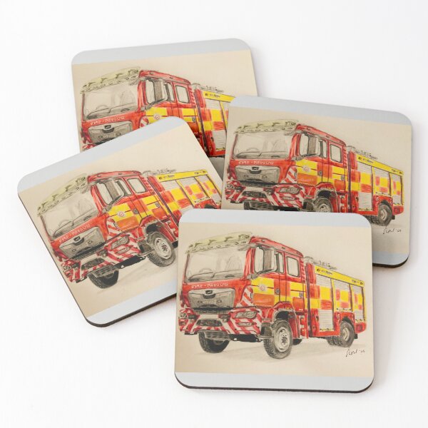 Item preview, Devon & Somerset 4x4 Fire truck prints designed and sold by Truck drawing art.